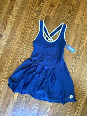 Prince Blue Pickleball Dress with White Trim